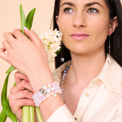 Supernova arc-en-ciel | Argent | Bracelet Galaxy Glass Statement